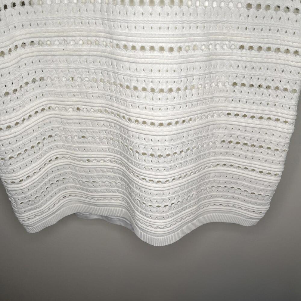 Zara Dress White Crochet Knit Bodycon Mini Scoop Neck Lined Size Small - Picture 4 of 7